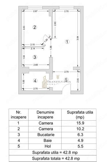 Apartament cu 2 camere, etaj 3, 43 mp, Zona Stefan Cel Mare - 5