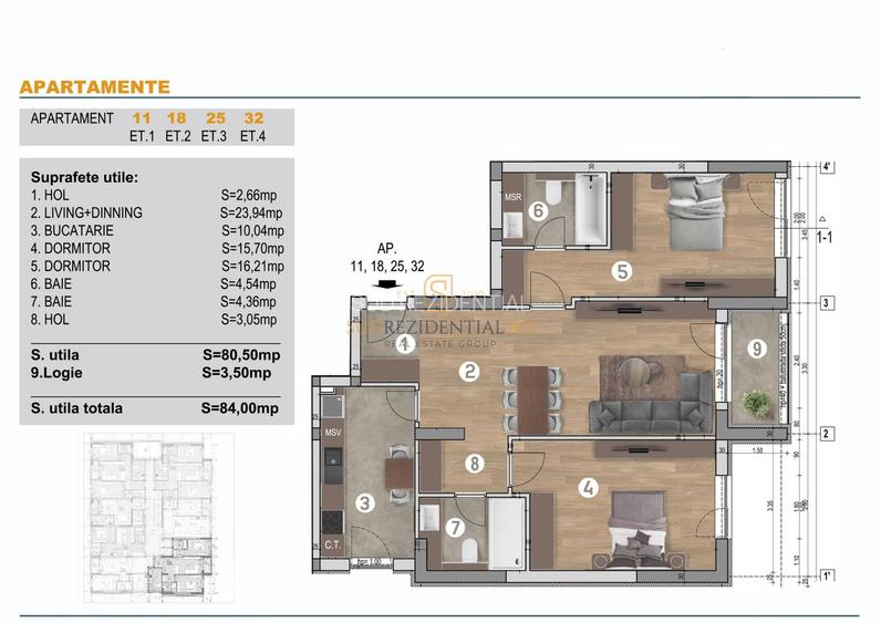 Apartament nou, decomandat cu 3 camere si balcon - zona Bd Brancoveanu - 1