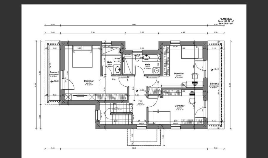 Teren autorizat pentru Casa individuala la intrare in Chinteni 600mp front 14ml - 2