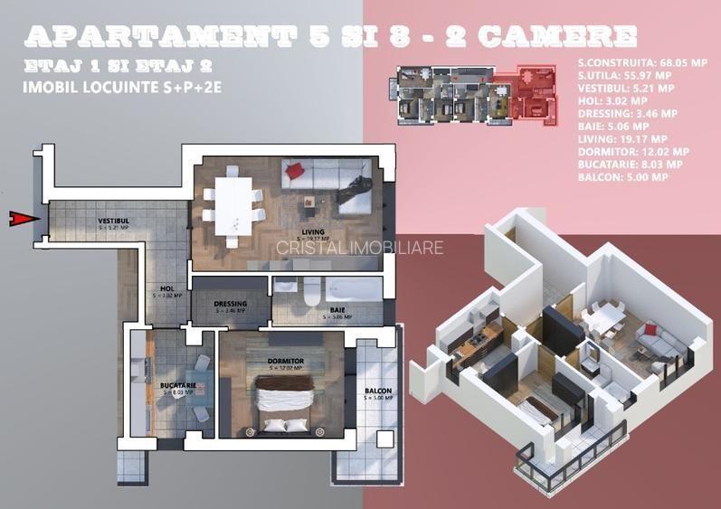 Apartament 2 camere, bloc nou, 1 Mai - 2
