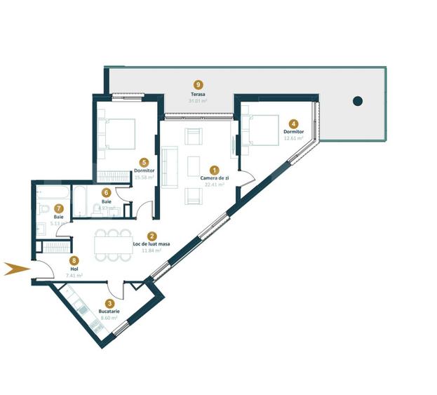 Apartament 3 camere 88 mp Terasa 36 mp etaj intermediar, Între Lacuri - 6