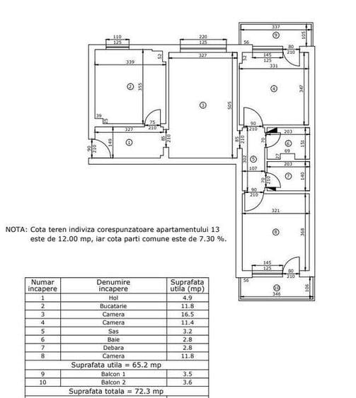 Apartament 3 camere Podu Ros 72 mp 2 balcoane, locatie excelenta - 7