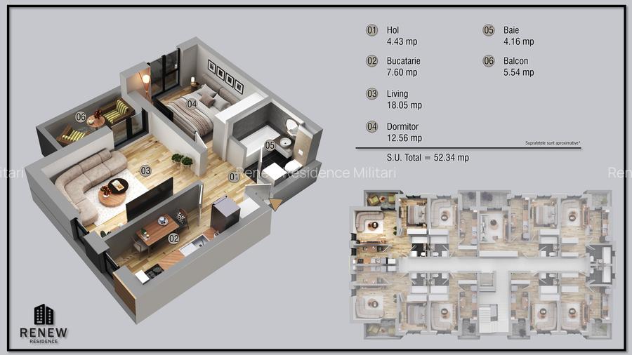Apartament 2 camere Militari Renew Residence - 1