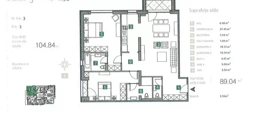 Apartament 3 camere, 3 bai, balcon, langa lac, metrou, bloc nou