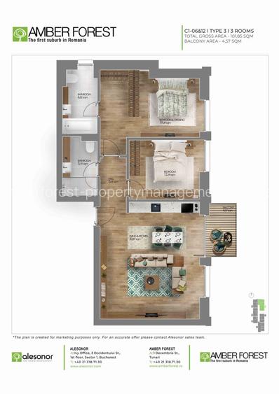 Apartament de 3 camere in Amber Forest - 18