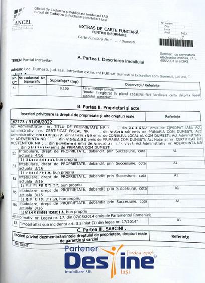 Comision 0% - Teren Primarie Dumesti, 8100 mp, front 13 ml,  - 5
