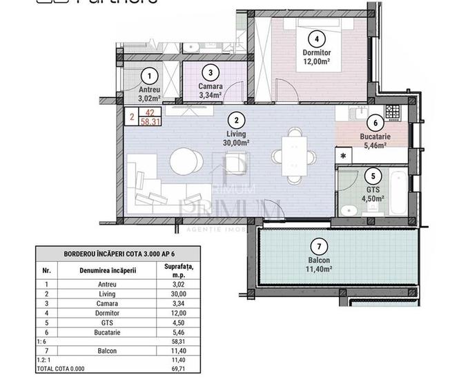 Apartament 2 camere - living 30 mp - balcon mare - camara - 8