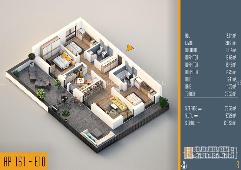 Neofort 84- apatament 4 camere bloc nou Titan Pallady terasa 78 mp, etaj retras - 10