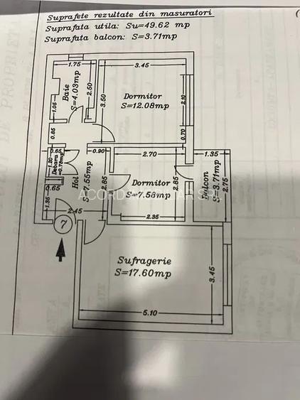 Doua camere decomandate, etajul 1. - 8