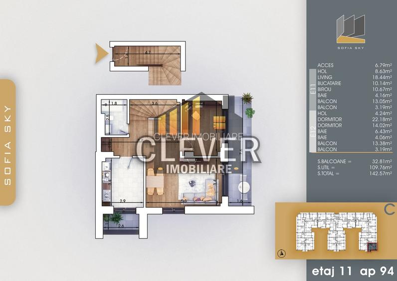 Duplex 4 camere | Terase generoase | Et. 11–12 | Pallady - 7