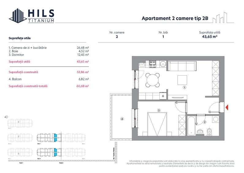 Apartament 2 camere  HILS Titanium faza 2 | Tip 2B | - 2
