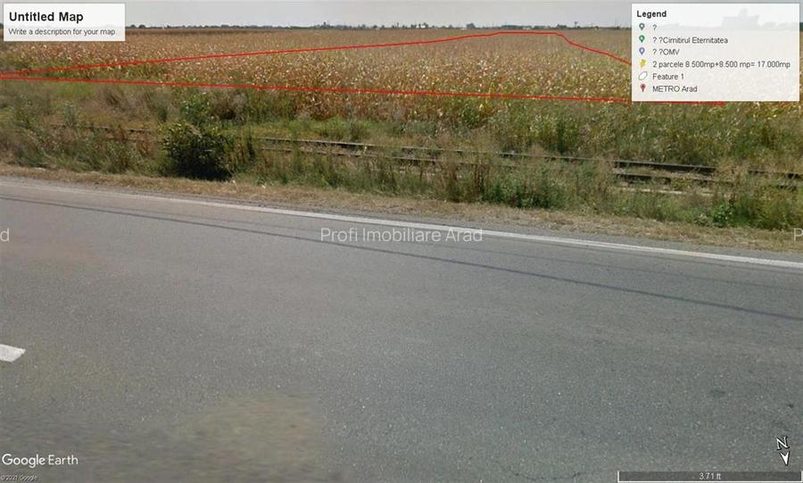 Teren intravilan 2 parcele de 8500 mp front la centura Aradului linga Metro - 2