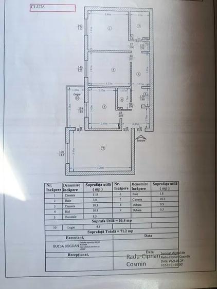 Apartament cu 3 camere decomandat, etajul 2/4, zona Canta