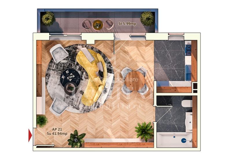 Apartament 1 cameră Dorobanților Cluj imobil nou cu CF - 1