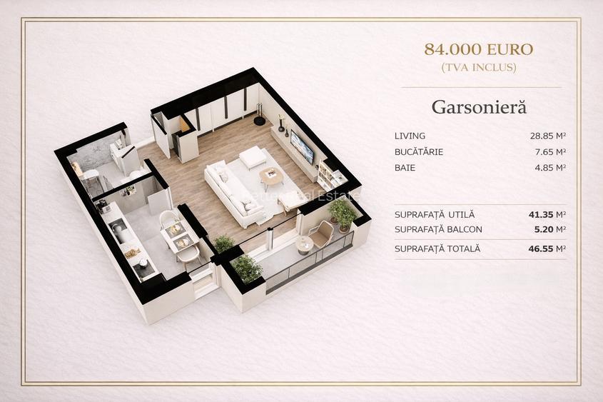 COMISION 0% | Garsonieră - 47 mp | Finisaje la alegere | Direct dezvoltator - 1