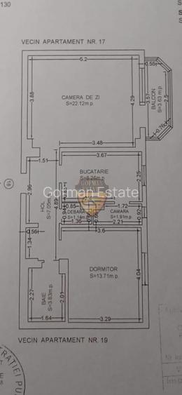2 camere Tomis Nord Campus 64 mp, 2 debarale, balcon, centrala gaze, A/C, et 4/4 - 9