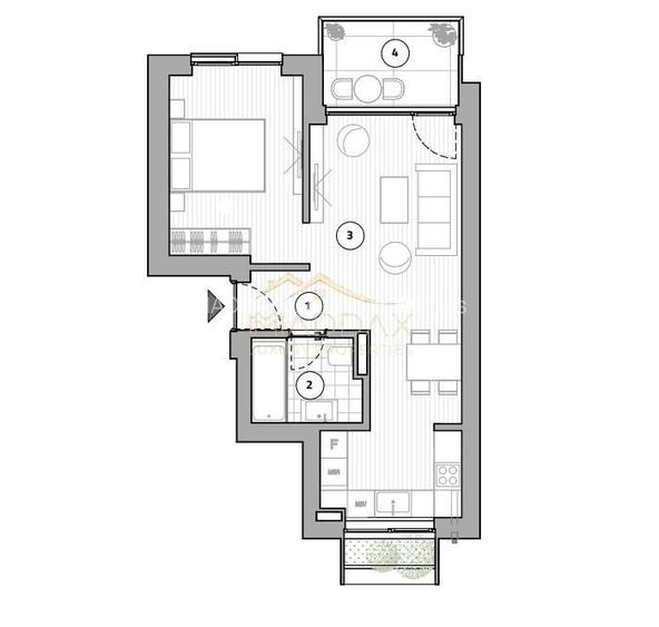 Studio dublu // Complex rezidential // 61.80mp // Padurea Baneasa // Pipera - 1