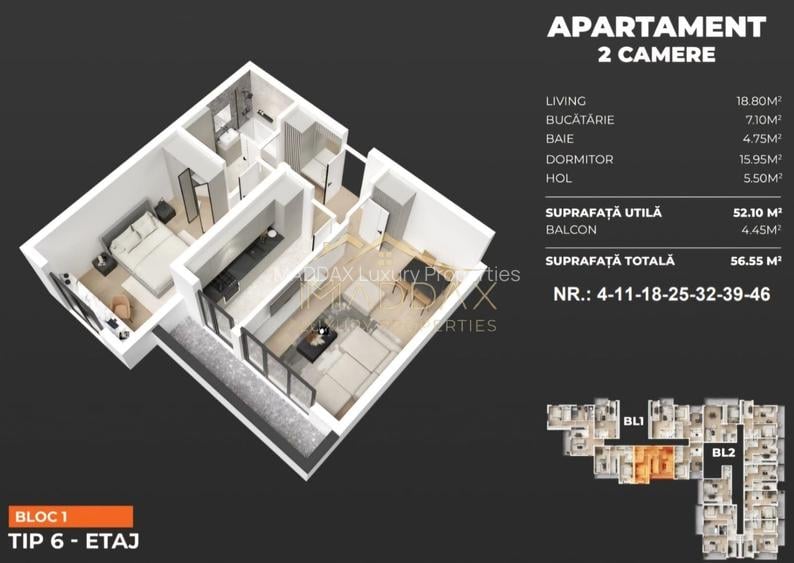Apartament 2 camere / 56.55 mp/ Popesti Leordeni/ zona Berceni - 2