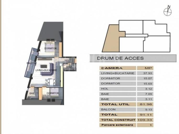 Apartament 3 camere de vanzare in Floresti - 2