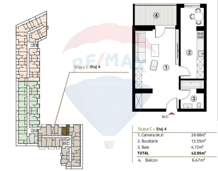 Apartament nou de vanzare 44 mp Soporului Comision 0% - 4