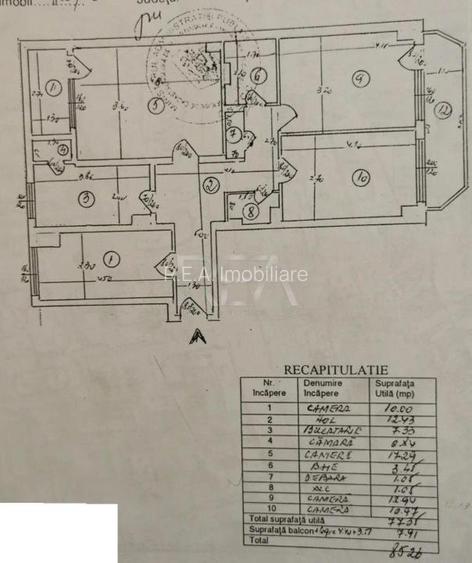 4 camere Chisinau, et. 5, an 1976, 85 mp, anvelopat - 4