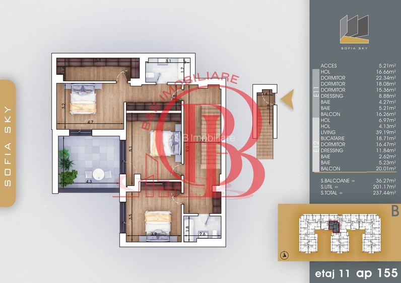 Bloc Finalizat 5 camere cu scara interioara Titan Pallady - 1