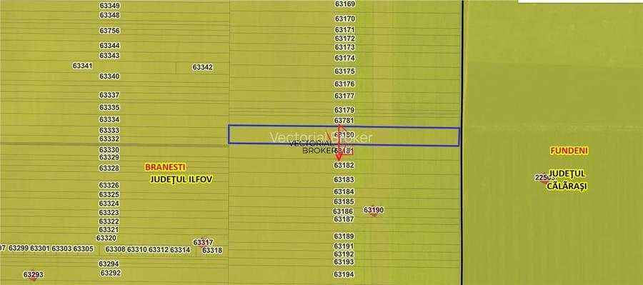 Teren extravilan 12.167 mp – Branesti, Ilfov – deschidere 27 m - 2