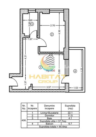 Apartament Modern De 2 Camere 45mp Parcare Inclusa Zona Grand Arena - 1