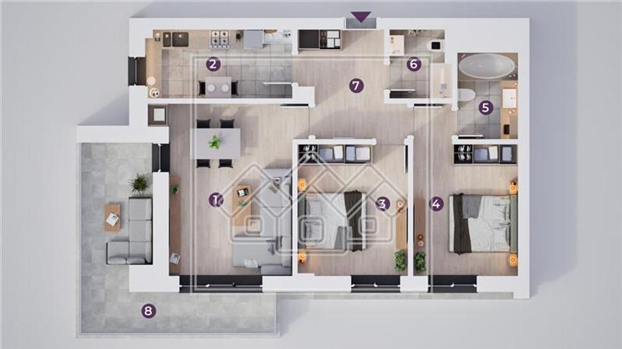 Apartament de vanzare in Sibiu - 3 camere - ansamblu nou, bl cu lift