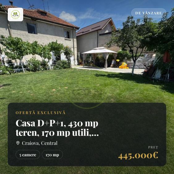 Casa D+P+1, 430 mp teren, 170 mp utili, zona Centrala