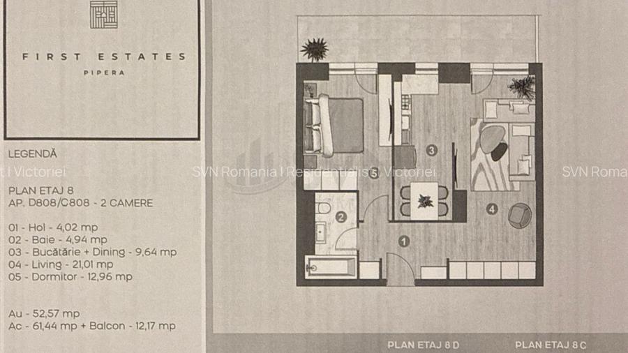 REA1025991 Apartament 2 Camere First Estates Pipera I Incalzire GRATUITA - 8
