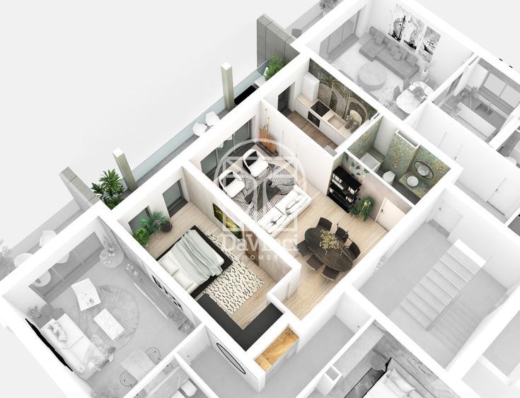 Apartament 2 camere -54.12. mpu + 14.42 mp terasa - bucatarie separata