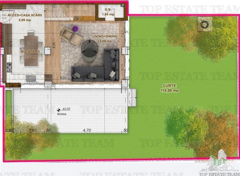 Apartament 3 camere, Duplex P+1 si curte proprie de 110 mp, bloc boutique, finis