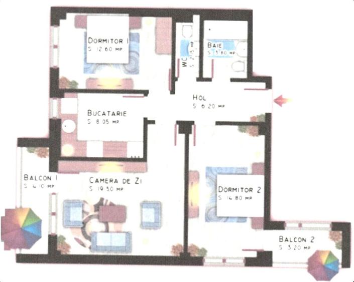 🏡 Închiriez Apartament cu 3 camere, bloc nou, parcare inclusă, vedere Parc Teil