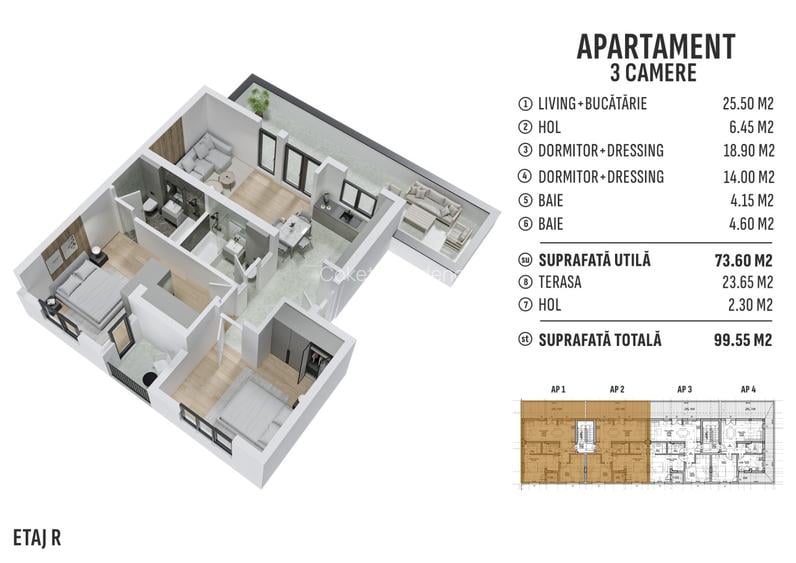 Apartament de 3 camere direct de la dezvoltator! Comision 0 % - 3