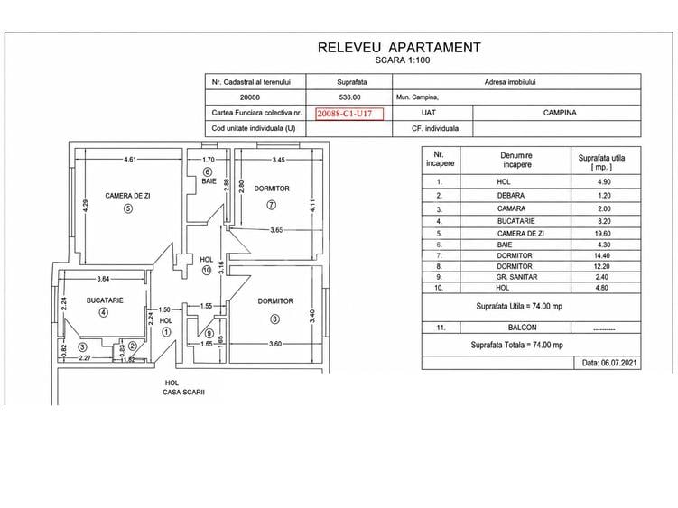 Apartament deosebit, 3 camere, 74 mp, complet mobilat și utilat – Câmpina