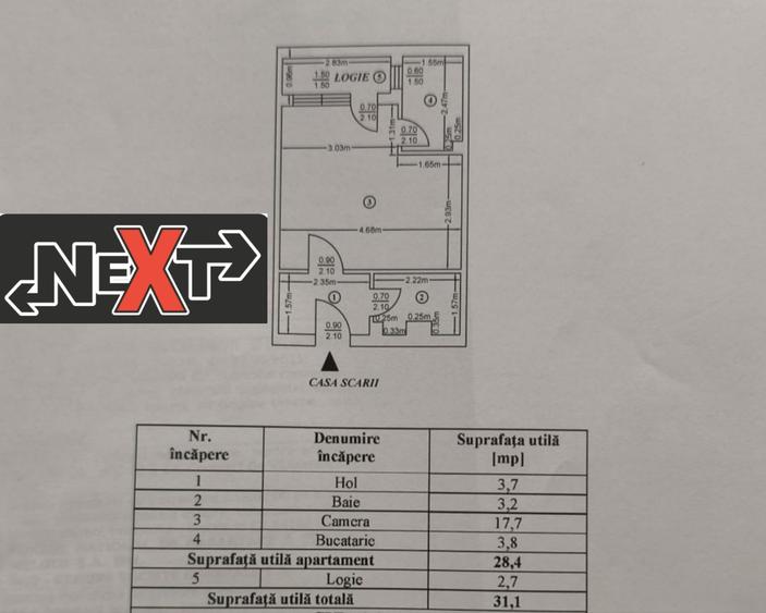 Garsoniera et 1 cu balcon