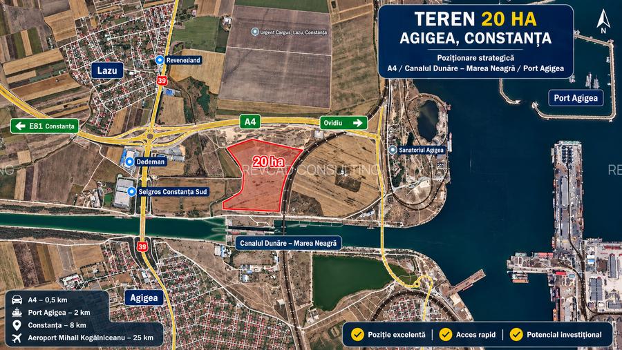 TEREN INTRAVILAN 20 HA ÎN LAZU – ZONĂ INDUSTRIALĂ, ÎN PROXIMITATEA A4 | DESCHIDE