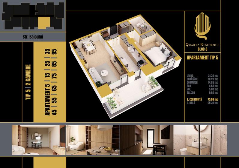 Apartament decomandat cu 2 camere in Quartz Residence