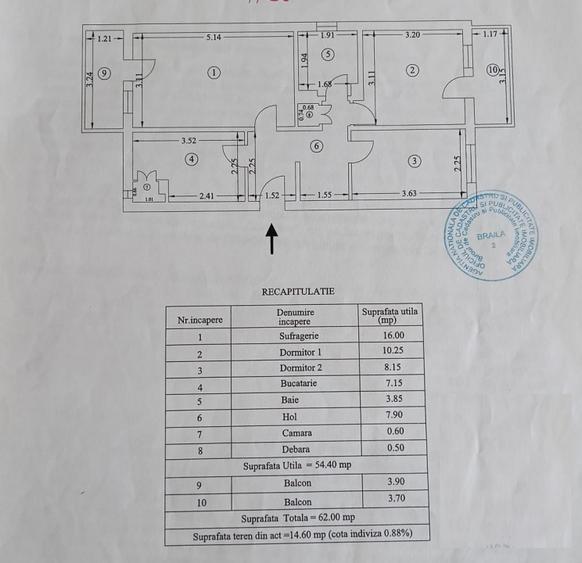 Apartament 3 camere, confort 1 decomandat, zona Vidin.