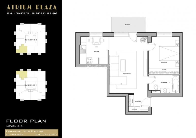 0% | Apartament 2 camere NOU, semidecomandat, 58 mp, 2 bai  | Atrium - Sișești - 17