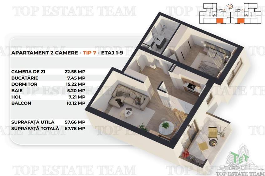 Apartament 2 camere bucatarie inchisa bloc nou, etaj 3, Sos.Alexandria