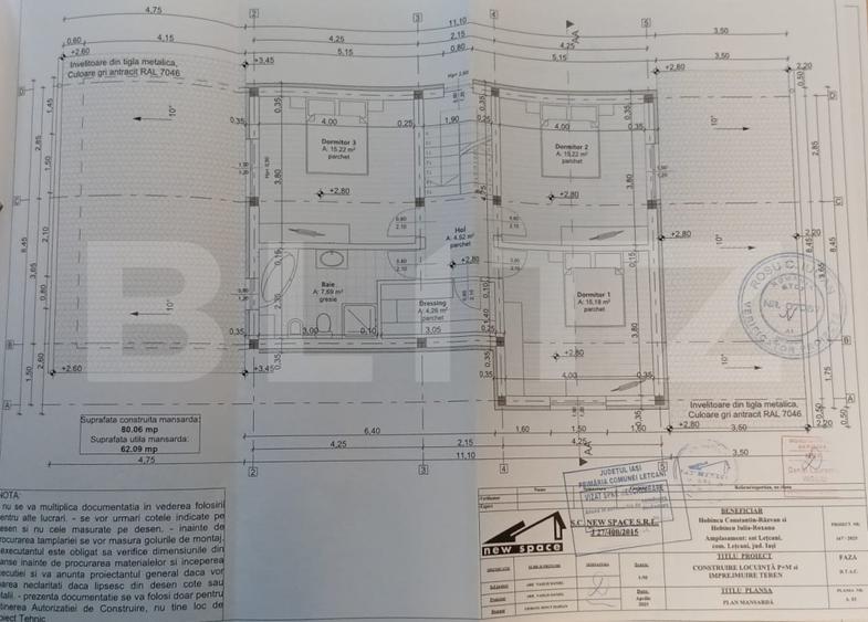 Teren 1.267 mp cu Autorizație de Construire emisă pentru casă P+M | Letcani