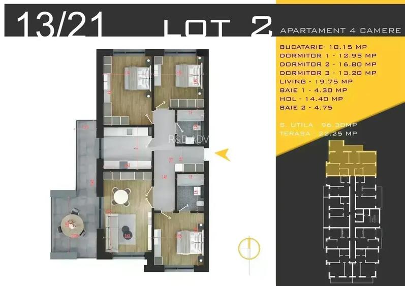 Apartament 4 camere Decomandat Spatios I Metrou Teclu - Scoala - 3