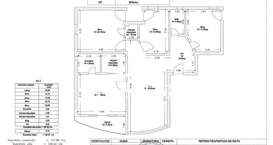 SPAȚIU BIROURI DE ÎNCHIRIAT SIBIU ZONA CALEA DUMBRĂVII 126 MP, ETAJ 2 - 1
