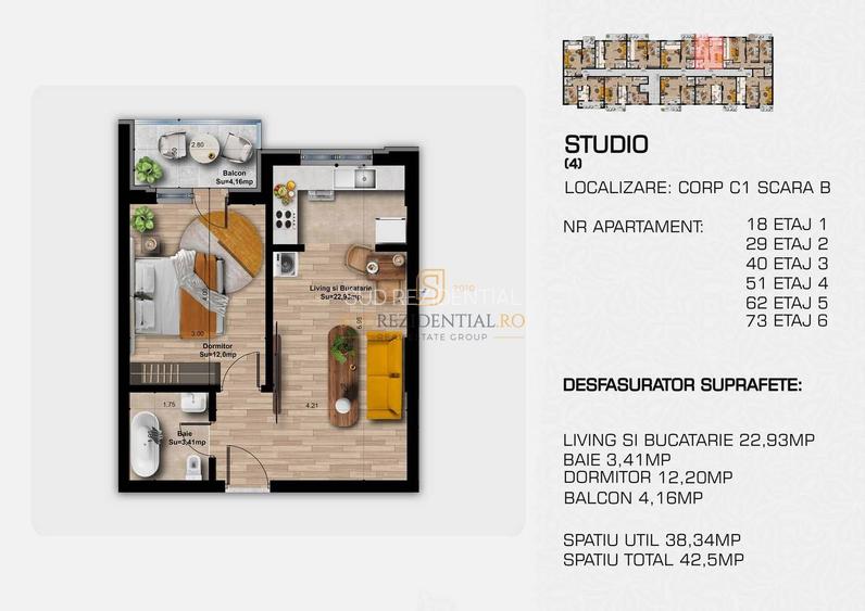 Apartament nou, tip studio, cu balcon - Popesti-Leordeni, Comision 0! - 1