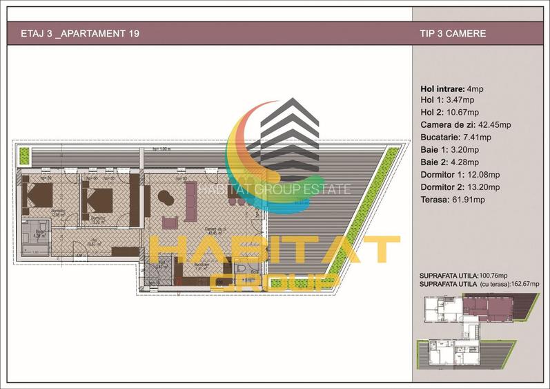 3 Camere Nou Timpuri Noi 100mp util cu Terasa 61.91 mp - 7