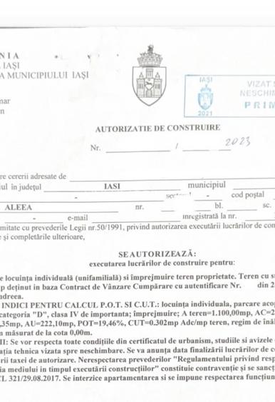 Teren intravilan 1100 mp Iași Tudor Neculai, cu autorizație construire 2023 - 3