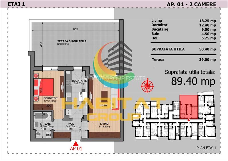 Apartament 2 Camere cu terasa 39Mp Sector 4 Grand Arena - 2