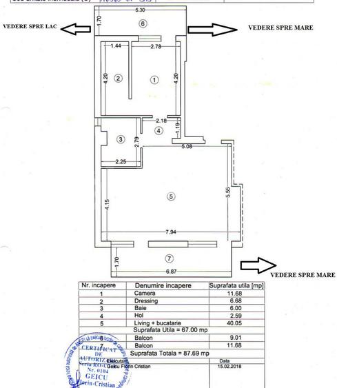 Apartament 2 camere cu vedere panoramica catre plaja - 1